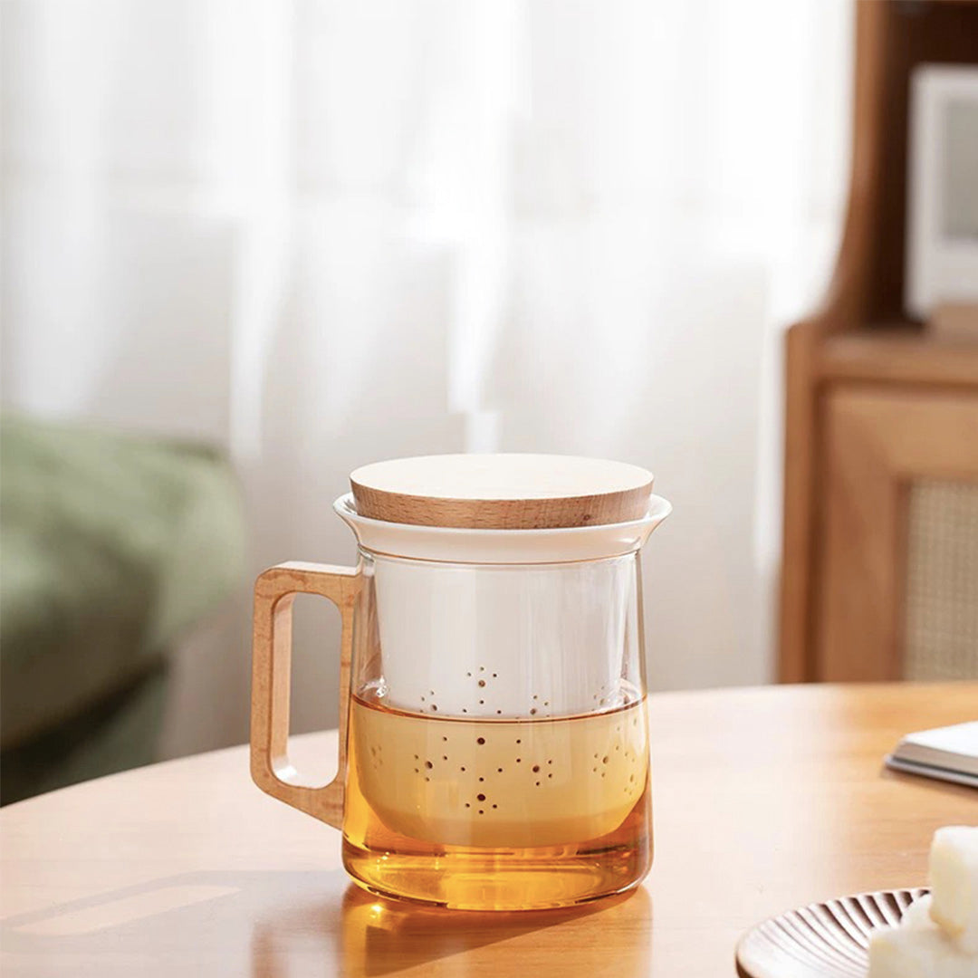 Tea Infusion Mugs | Custom  glass cup with infuser & lid | Birthday gift