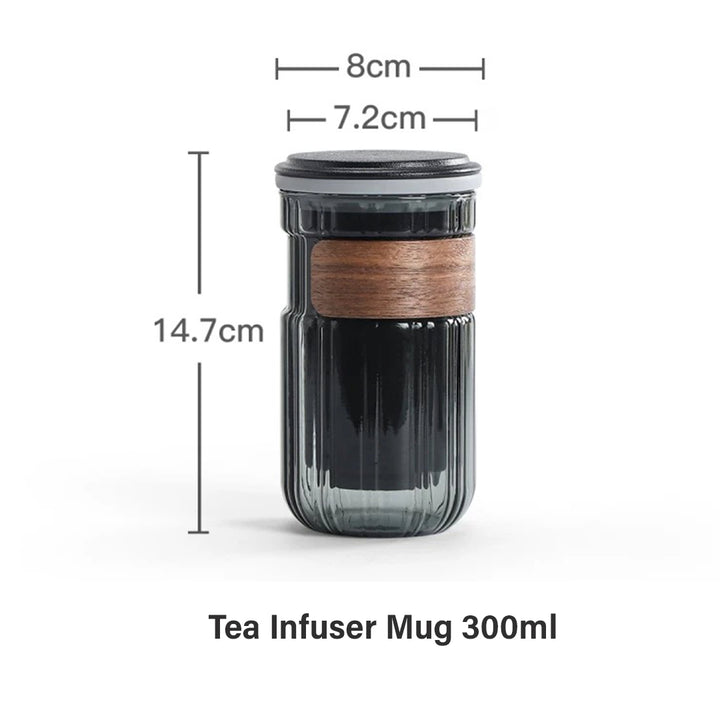 Personalized 11.5oz Glass mug with infuser and lid | Travel mug for one - Teaware Space
