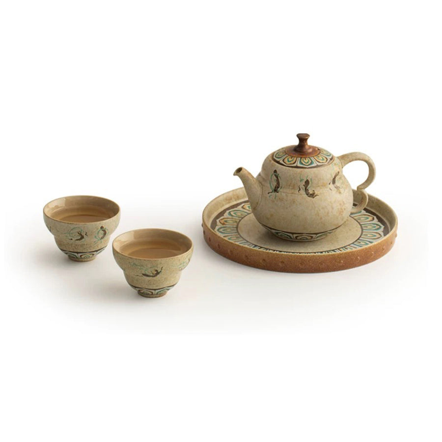 Mogao Grottoes - Vintage teapot with cups set