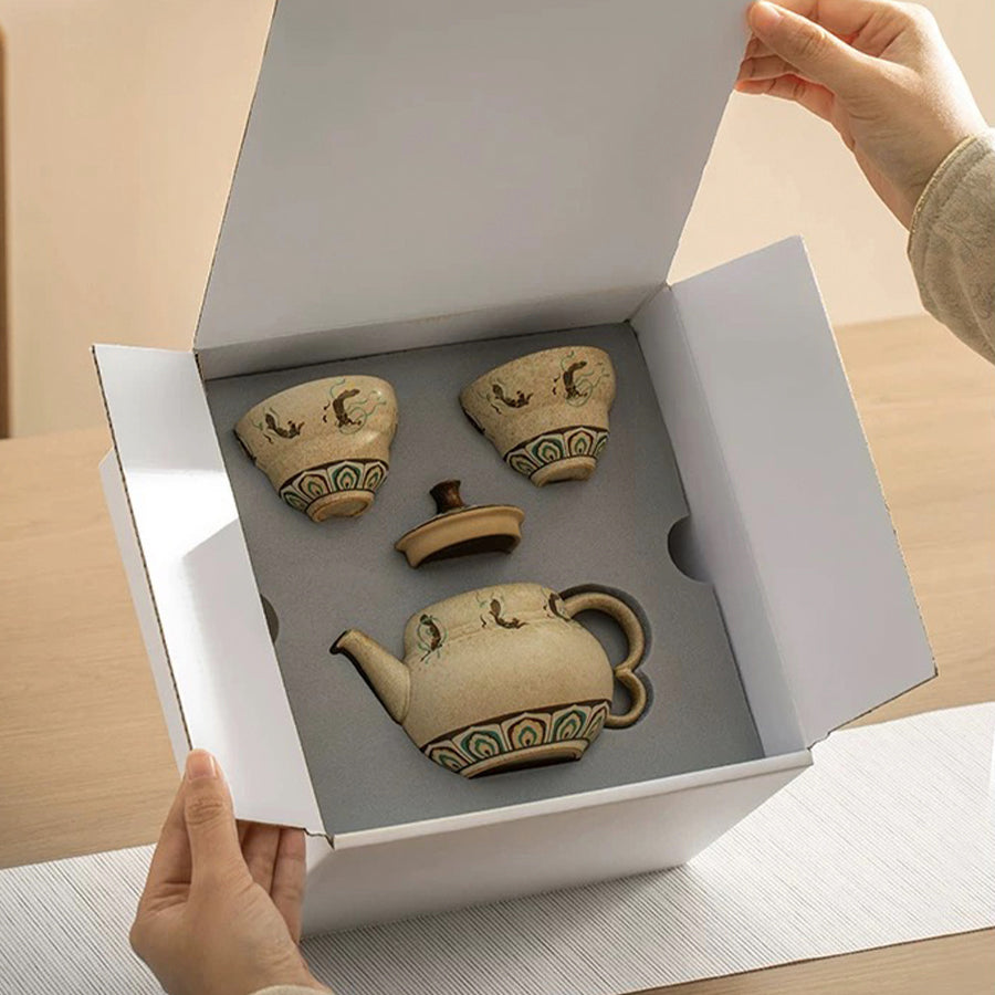 Mogao Grottoes - Vintage teapot with cups set