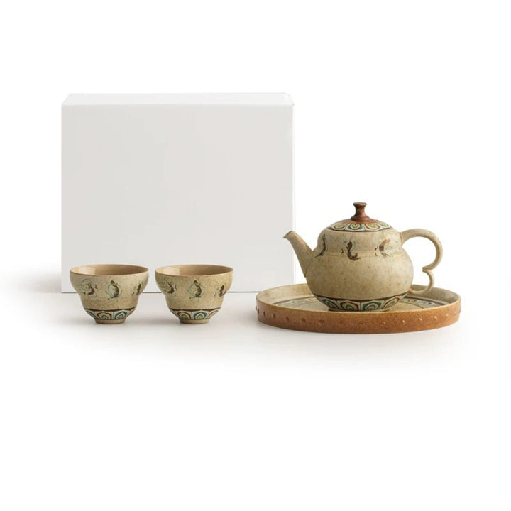 Mogao Grottoes - Vintage teapot with cups set
