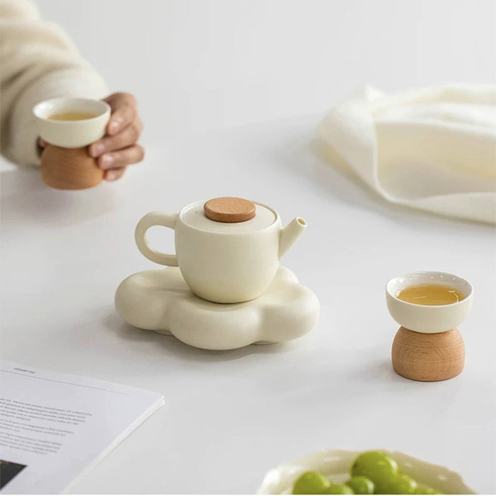 Head in cloud - Boho cream teapot