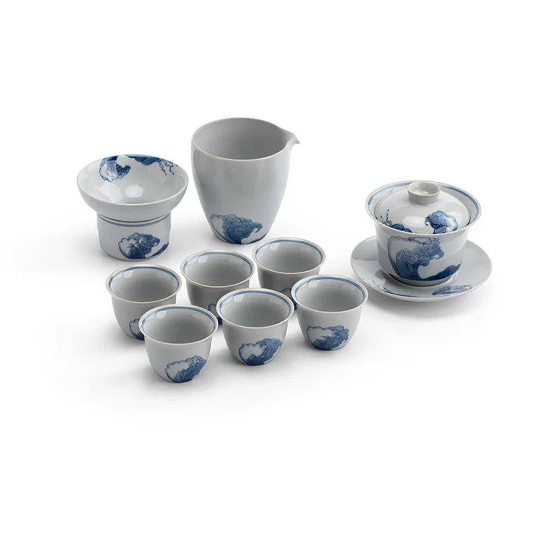 Blue ocean - Hand-painted Chinese Gaiwan tea set