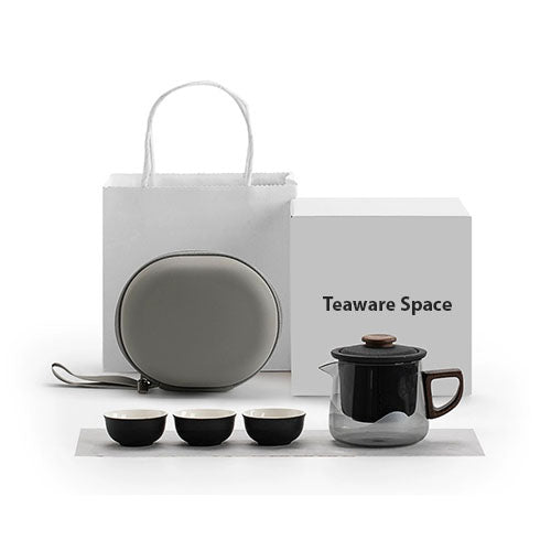 All-in-one travel tea set for two | 1 teapot 3 cups and 1 case | gift for tea lovers