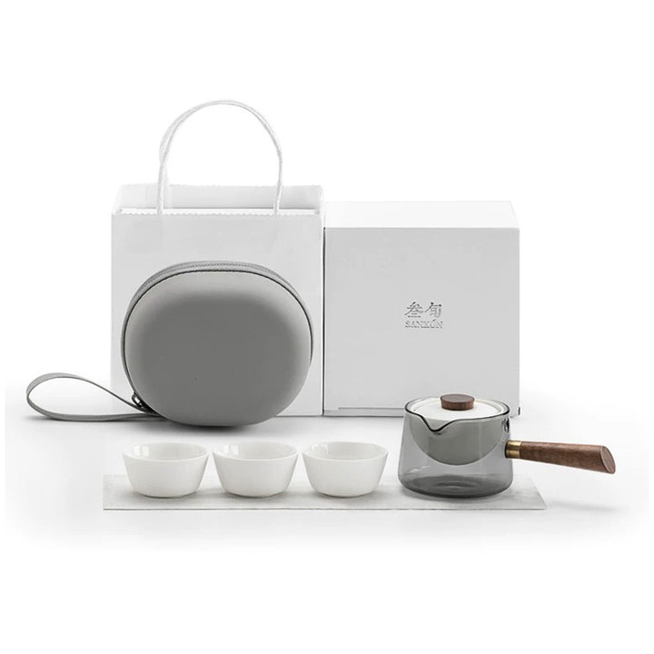 boho tea kettle with cups