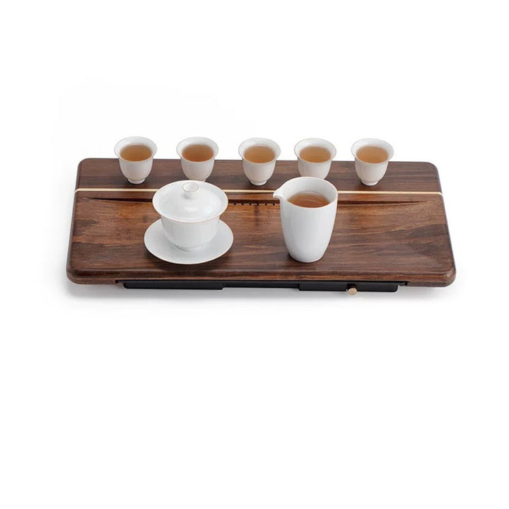 Horizon - Personalized heavy Bamboo tea serving tray with drain