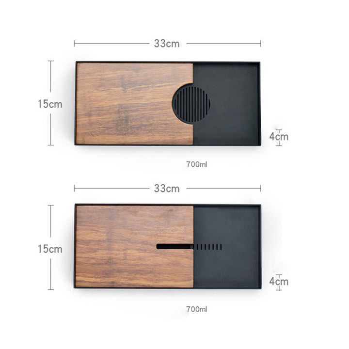 Spot and line - Minimal bamboo tea serving tray