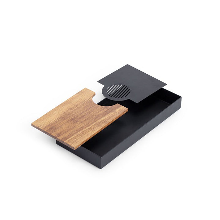 Spot and line - Minimal bamboo tea serving tray