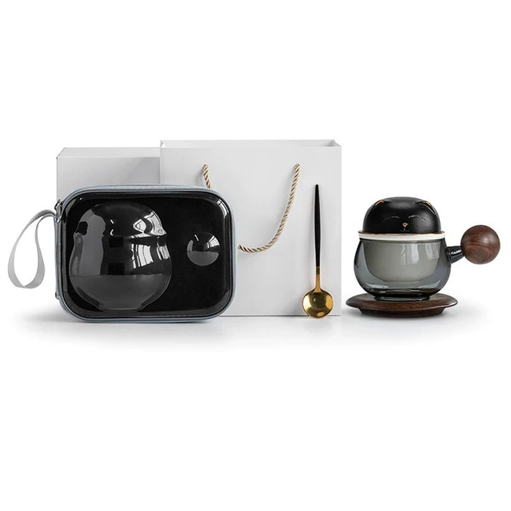 Cute cat - Glass tea and latte mug set