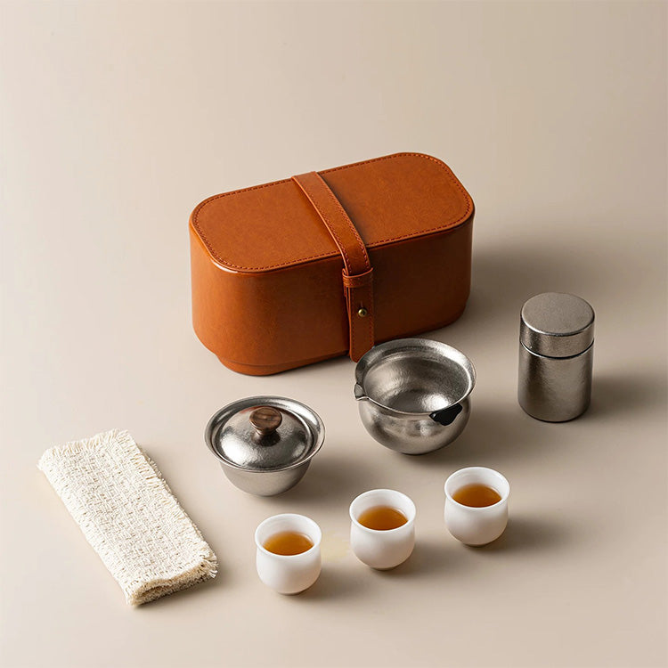 Essence | Titanium Gaiwan with ice jade cups tea set | Gift for