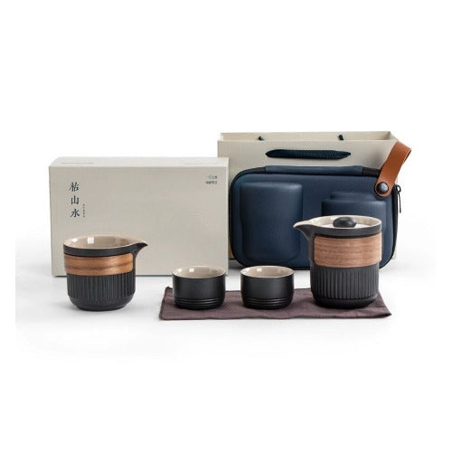 Black vintage tea set | portable tea set for two | personalized gift for couples
