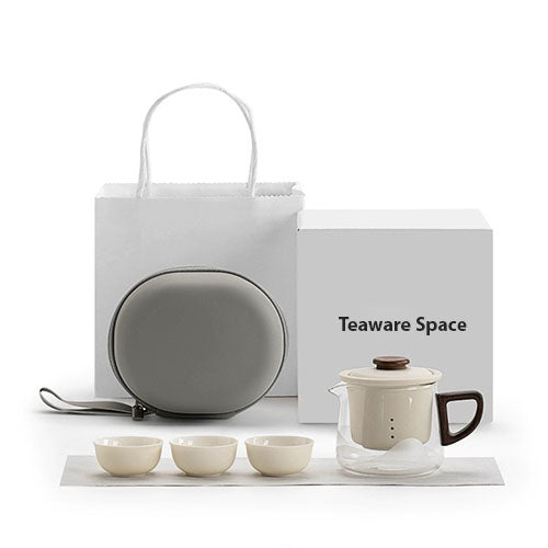 All-in-one travel tea set for two | 1 teapot 3 cups and 1 case | gift for tea lovers