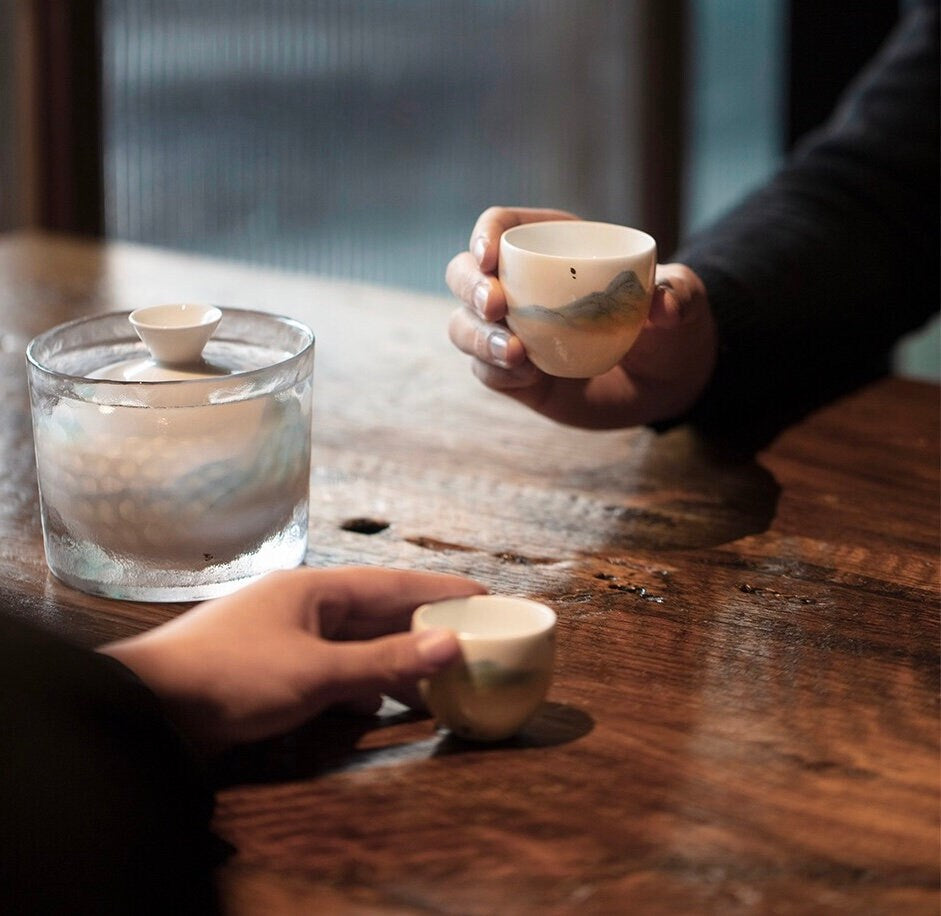 Service à saké vintage avec réchaud | 1 Pichet 2/4 tasses 1 réchaud avec coffret cadeau| cadeau pour lui/papa