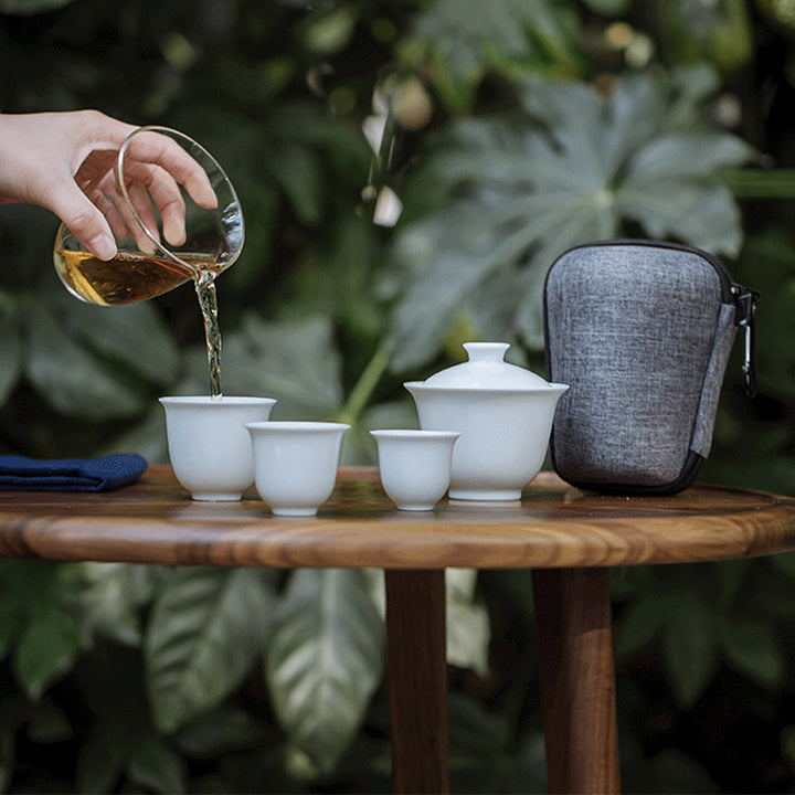 All-in-one travel tea set kungfu | ceramic Chinese Gaiwan set