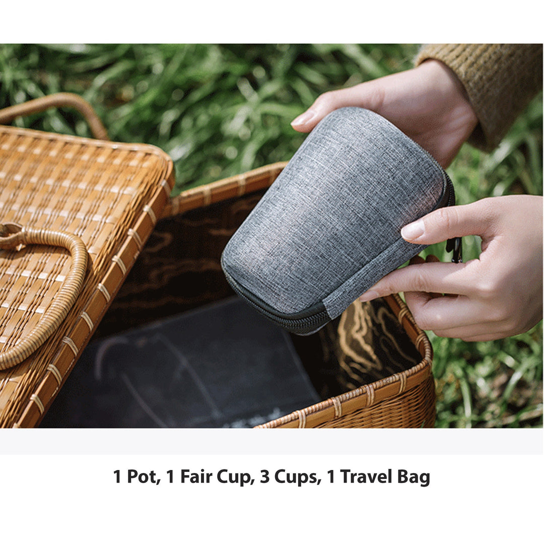 All-in-one travel tea set kungfu | ceramic Chinese Gaiwan set