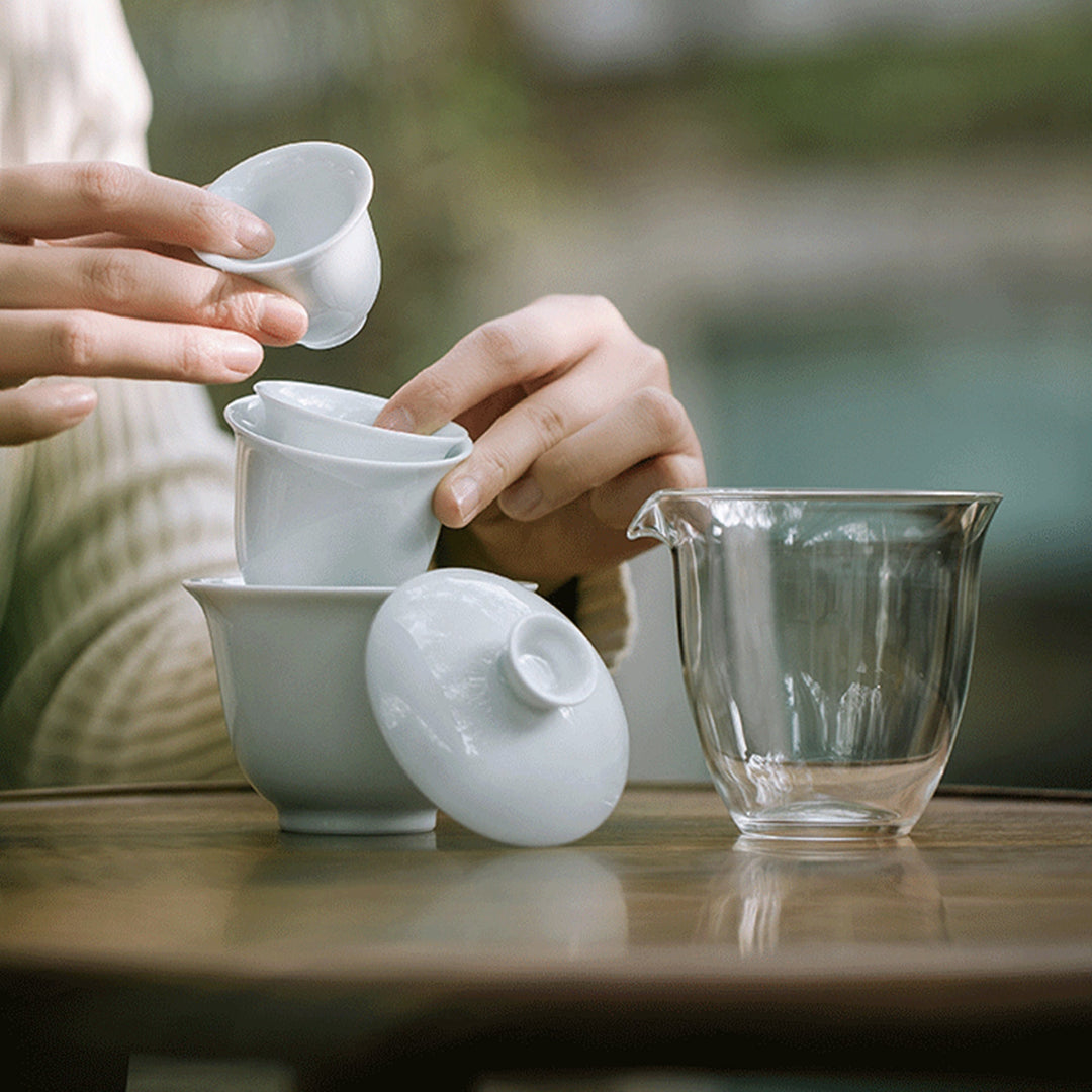 All-in-one travel tea set kungfu | ceramic Chinese Gaiwan set