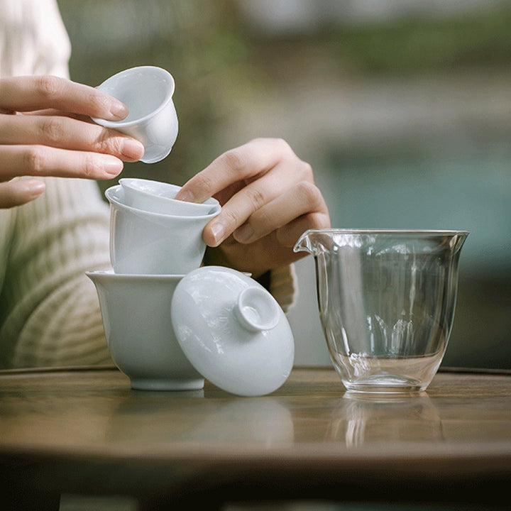 All-in-one travel tea set kungfu | ceramic Chinese Gaiwan set
