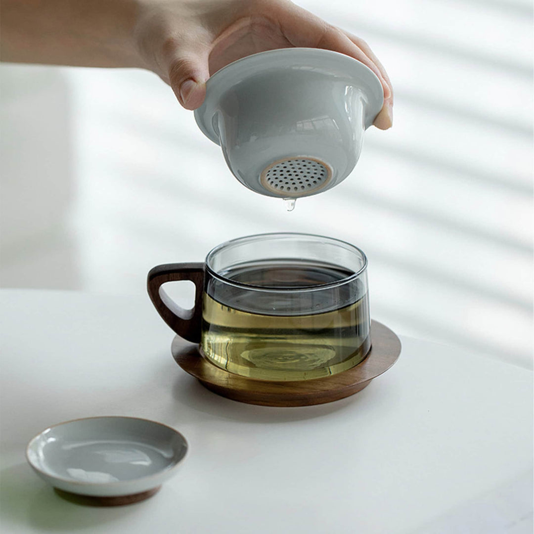Unique 6.8oz Glass tea/latte mug set - Teaware Space