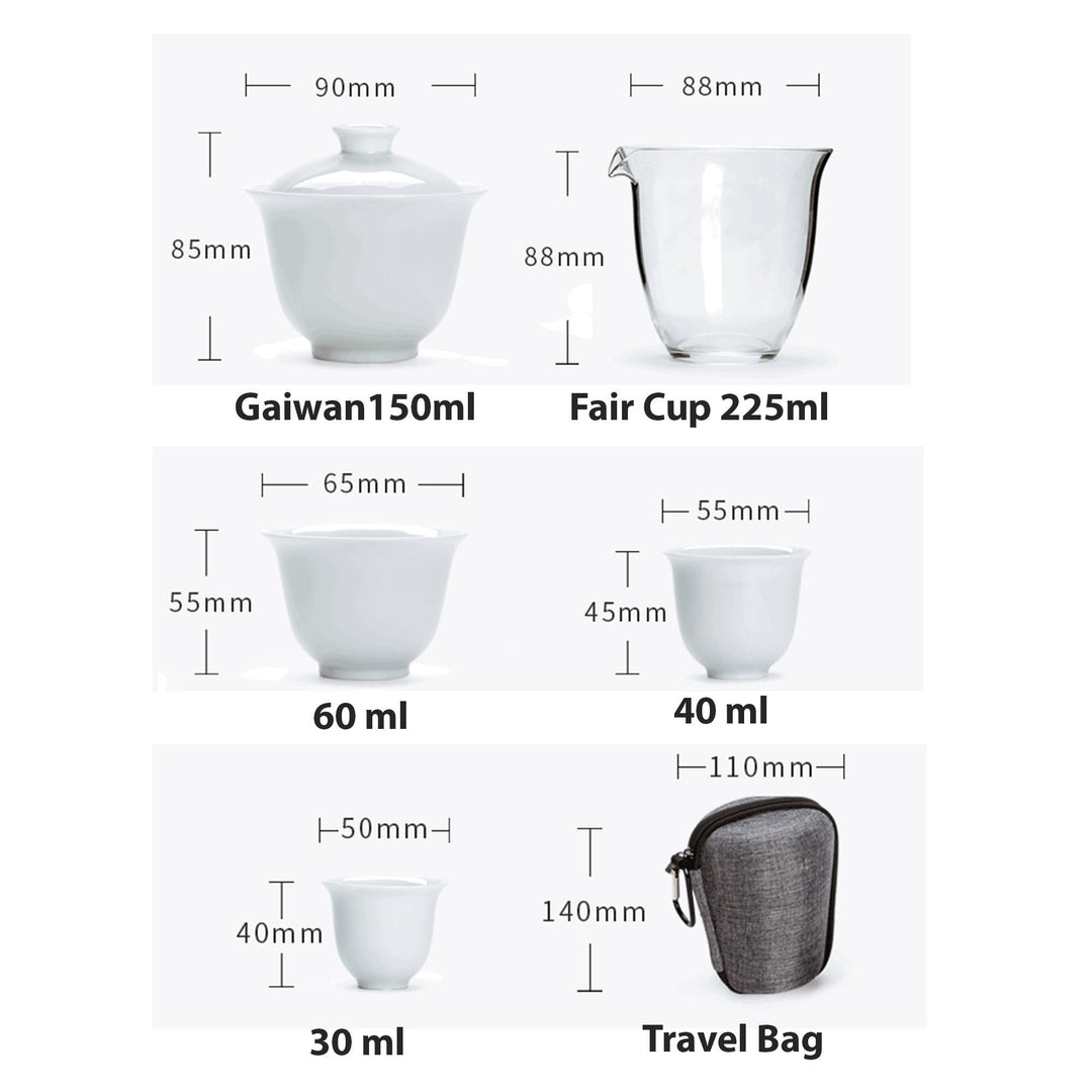 All-in-one travel tea set kungfu | ceramic Chinese Gaiwan set