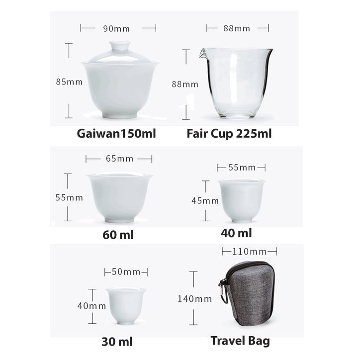 All-in-one travel tea set kungfu | ceramic Chinese Gaiwan set