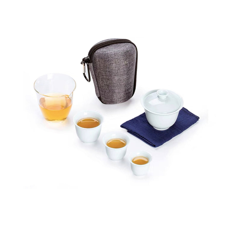Handmade travel tea set with case