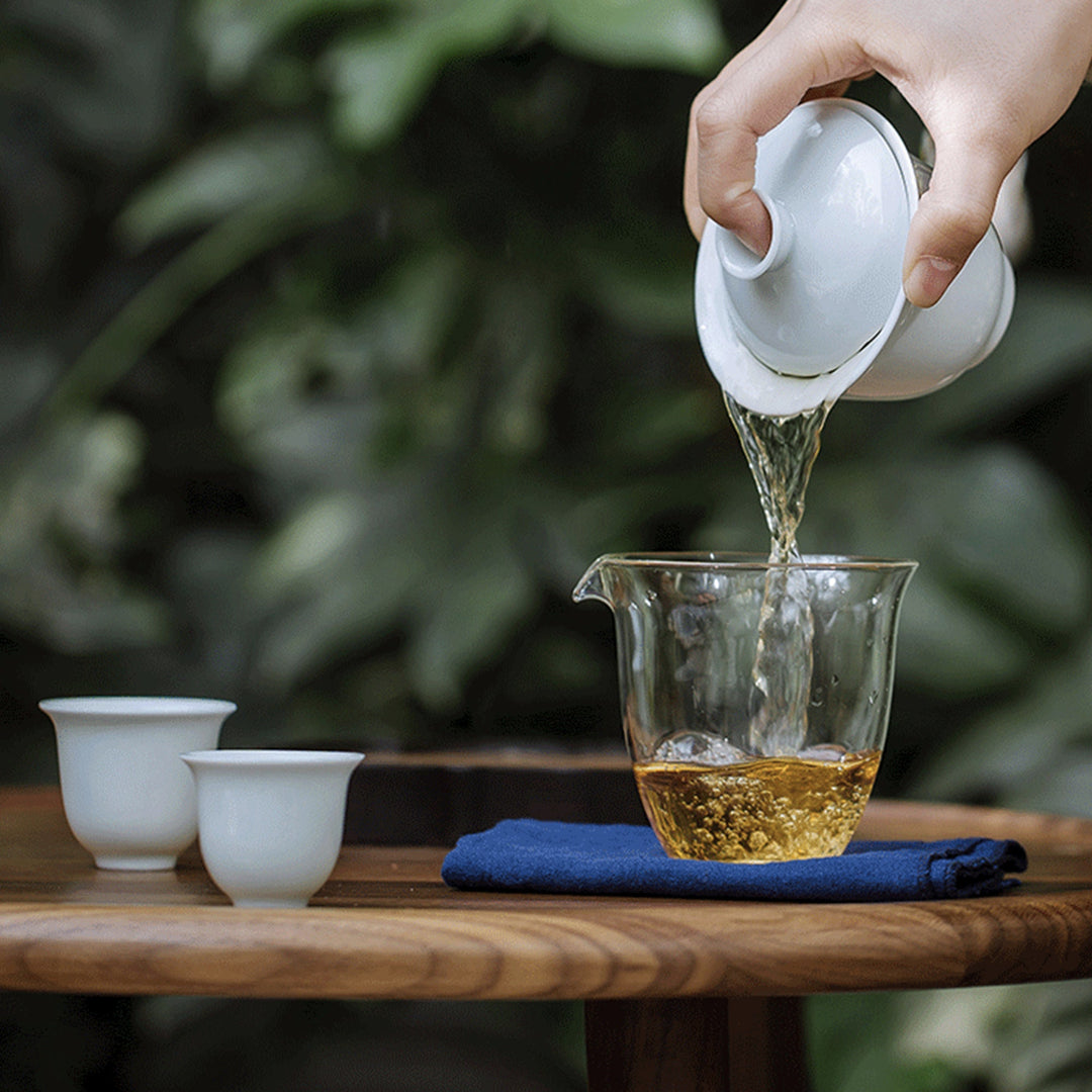 Handmade travel tea gaiwan set, minimal teapot cups, with glass fair cup, gift for best friends, gift for her, gift for him