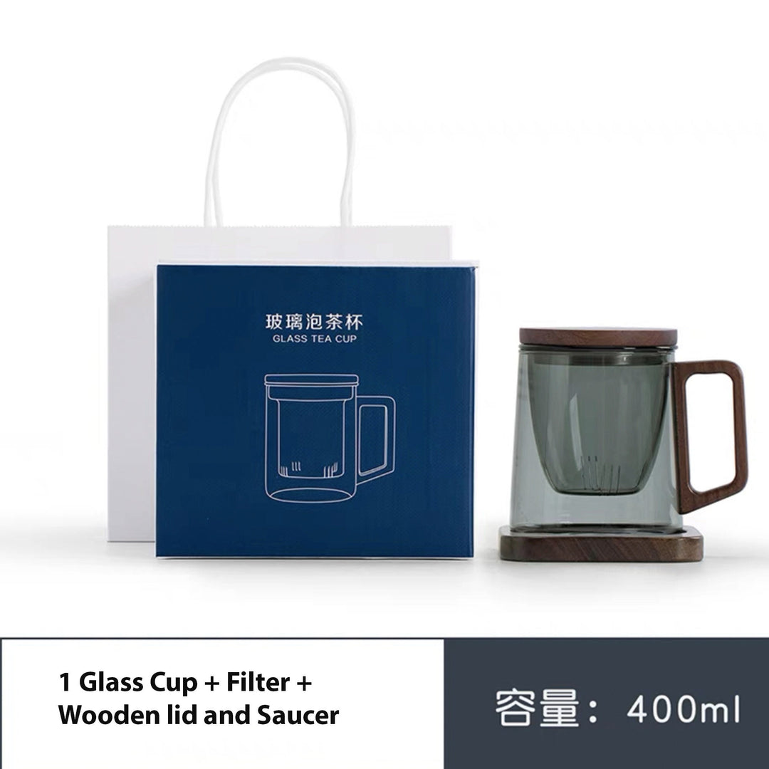 Tasse à thé en verre personnalisée avec infuseur ou soucoupe