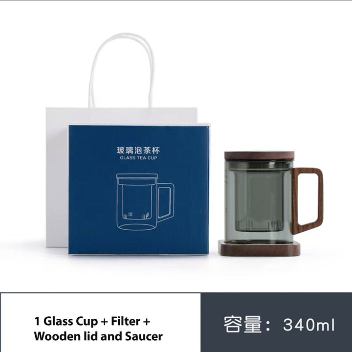 Tasse à thé en verre personnalisée avec infuseur ou soucoupe