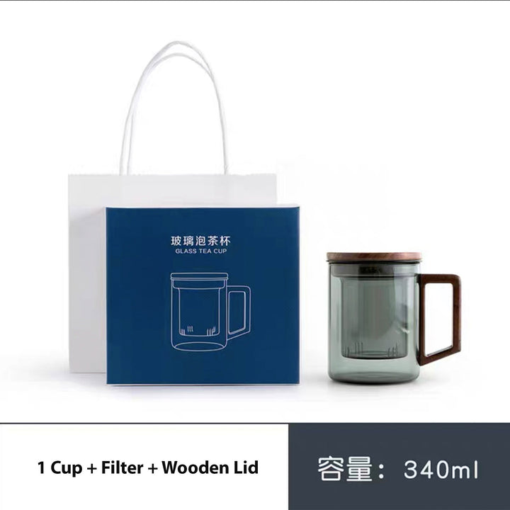 Glass Tea Mug with infuser and saucer - Teaware Space