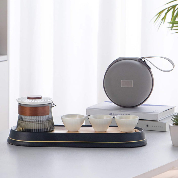 Personalized travel tea set with tray | Gift for couple - Teaware Space