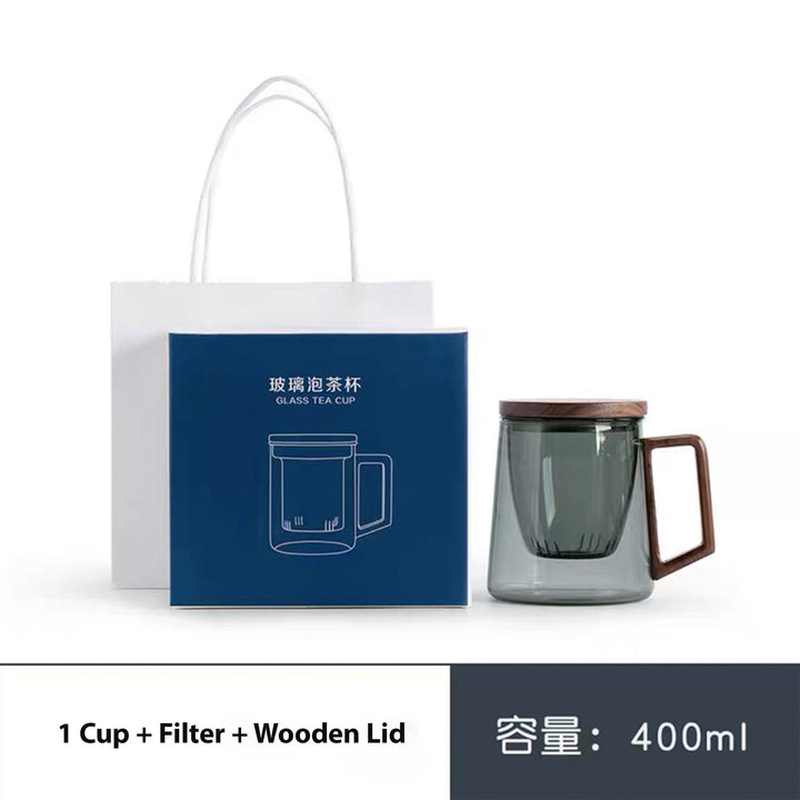 Glass Tea Mug with infuser and saucer - Teaware Space