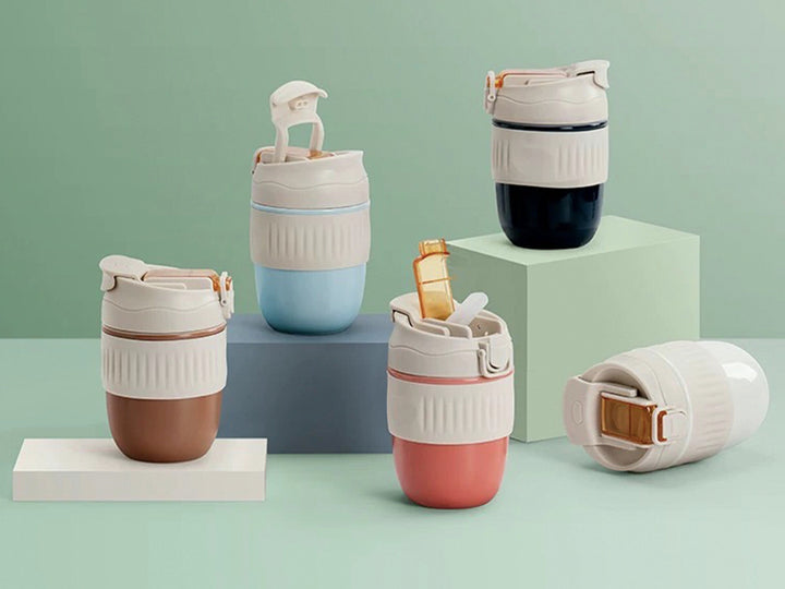 Outdoor 11oz small ceramic Tumbler | Cute Travel Mug with Lid and Straw