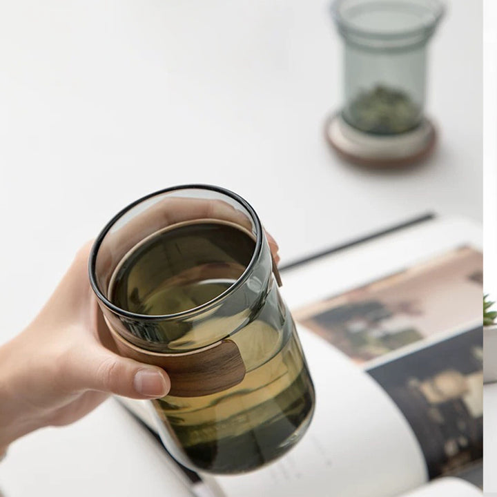 Personalized Unique Tea cup with Lid and infuser | Glass latte mug - Teaware Space