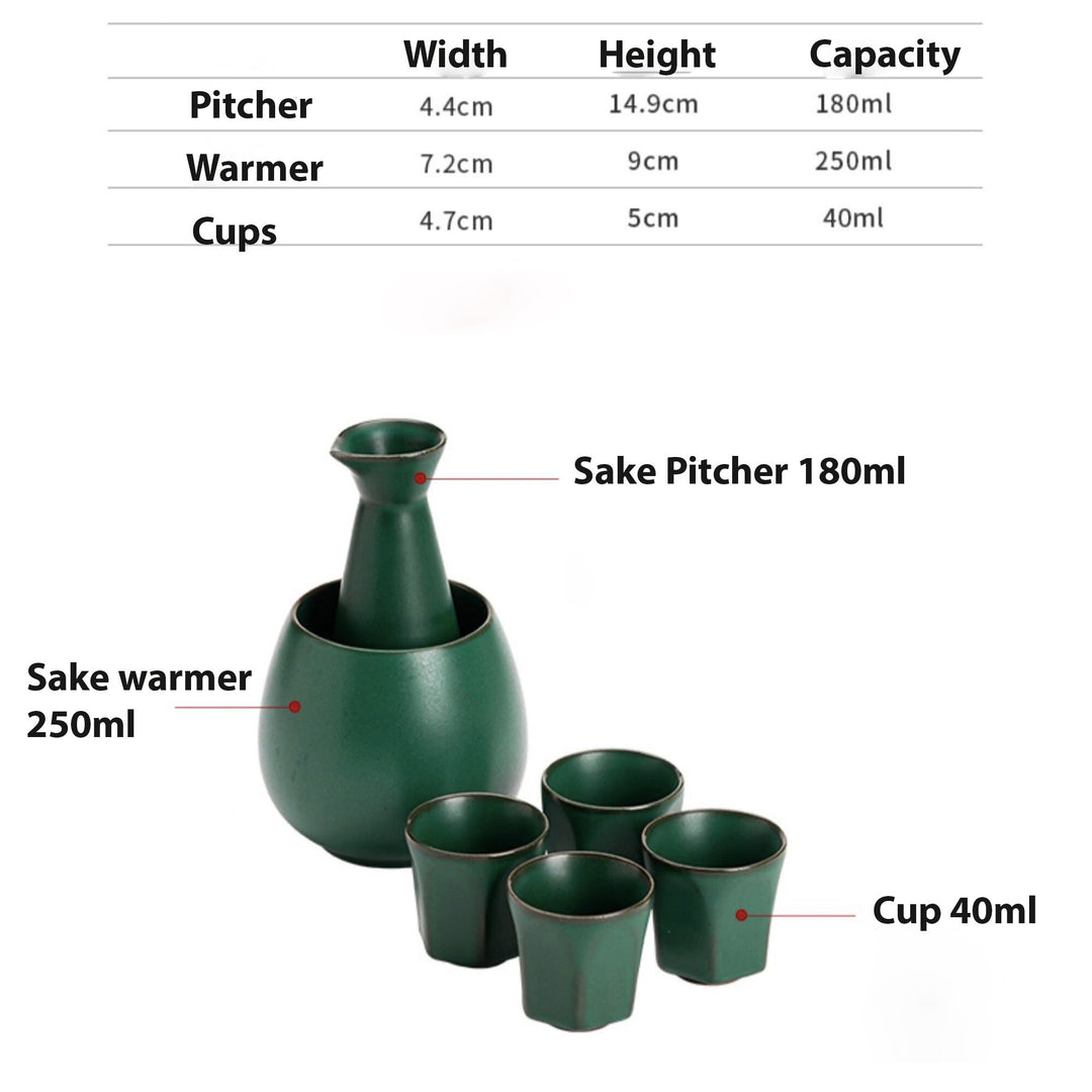 Vintage Japanese sake set with warmer  | Dining decor - Teaware Space