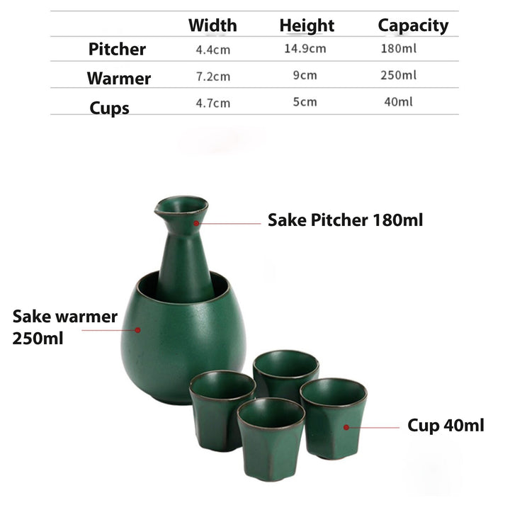 Vintage Japanese sake set with warmer  | Dining decor - Teaware Space