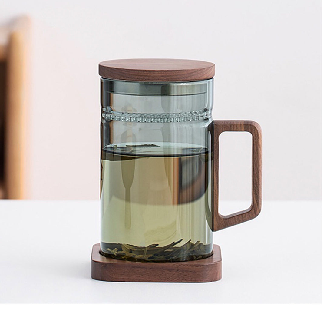 Personalized Cozy Glass Tea Mug with Lid and saucer - Teaware Space