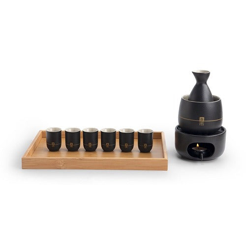 Tipsy - Handmade Ceramic Japanese sake set with warmer and candle stove - Teaware Space