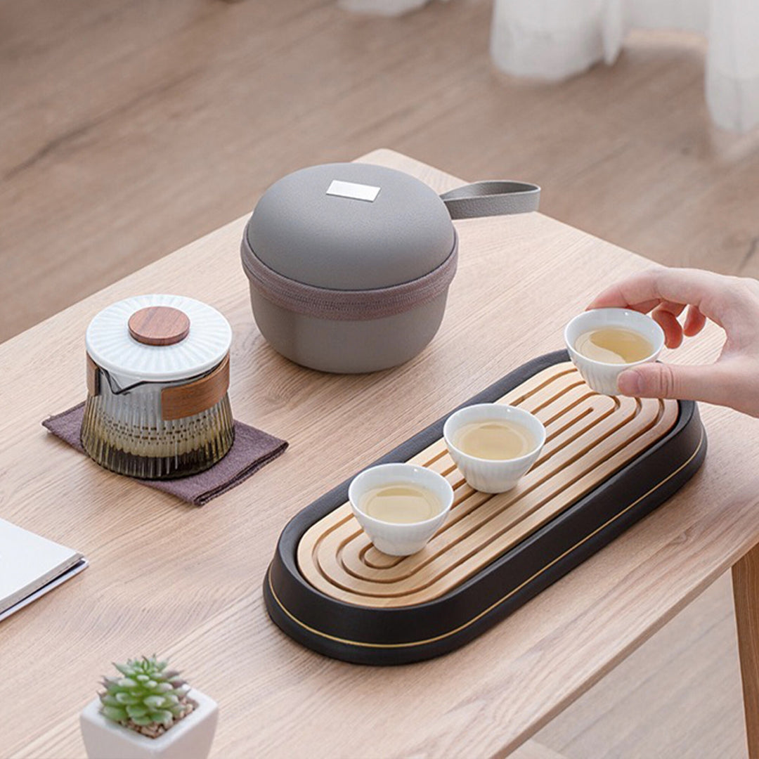 Personalized travel tea set with tray | Gift for couple - Teaware Space