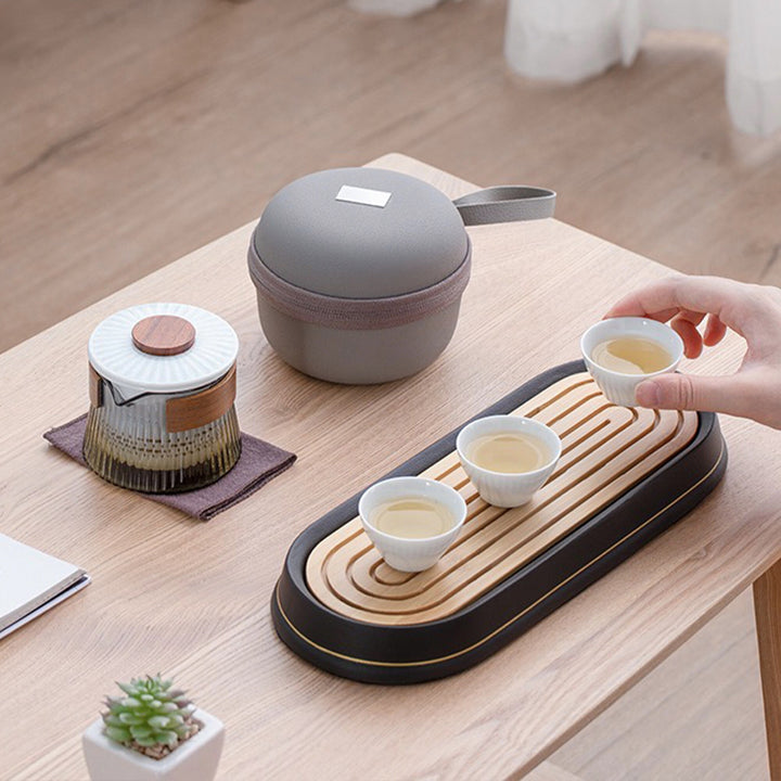 Personalized travel tea set with tray | Gift for couple - Teaware Space