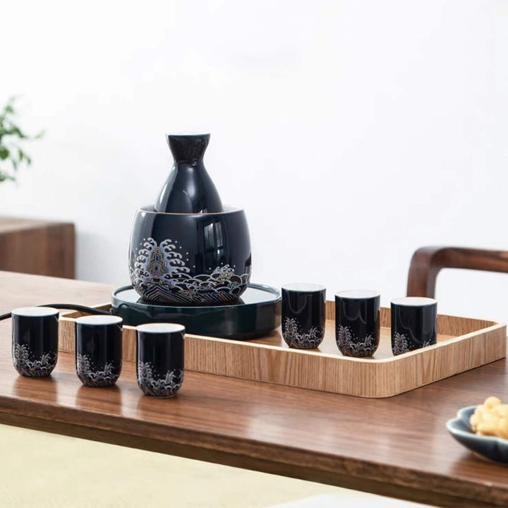 Vintage sake set with electric warmer | barware
