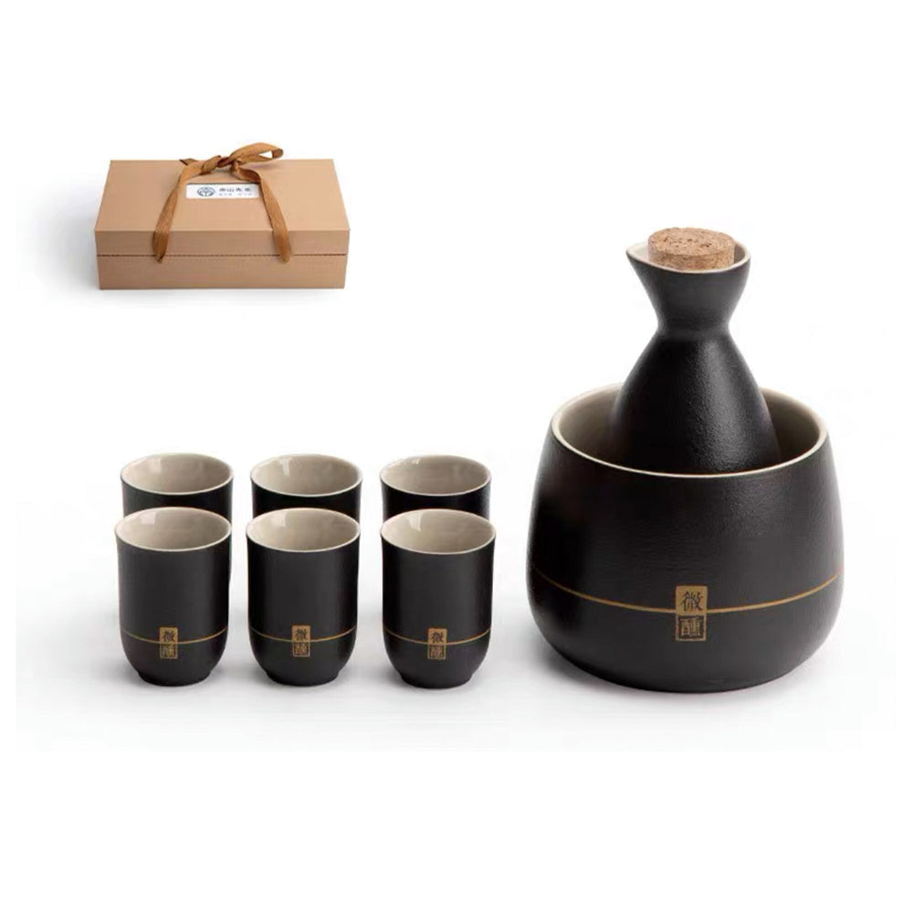 Custom Vintage Japanese sake set with warmer & Candle stove - Teaware Space
