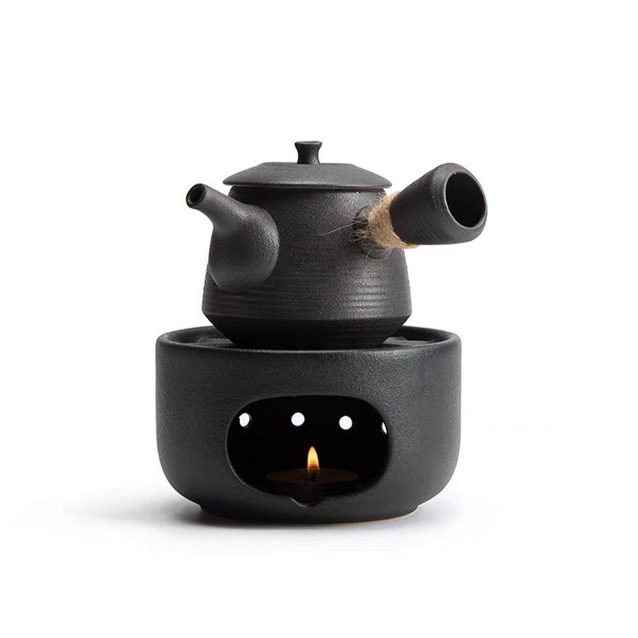 ceramic teapot with candle stove set