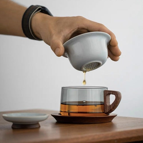 glass tea mug with infuser | glass espresso cup set