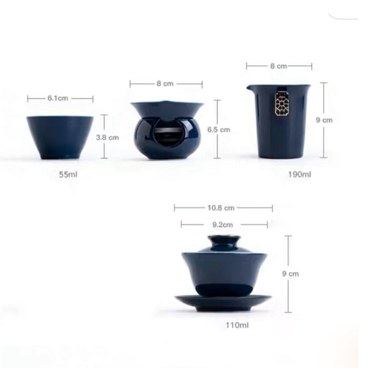 Blue Gaiwan tea set | Wedding/Anniversary/Engagement Gift - Teaware Space