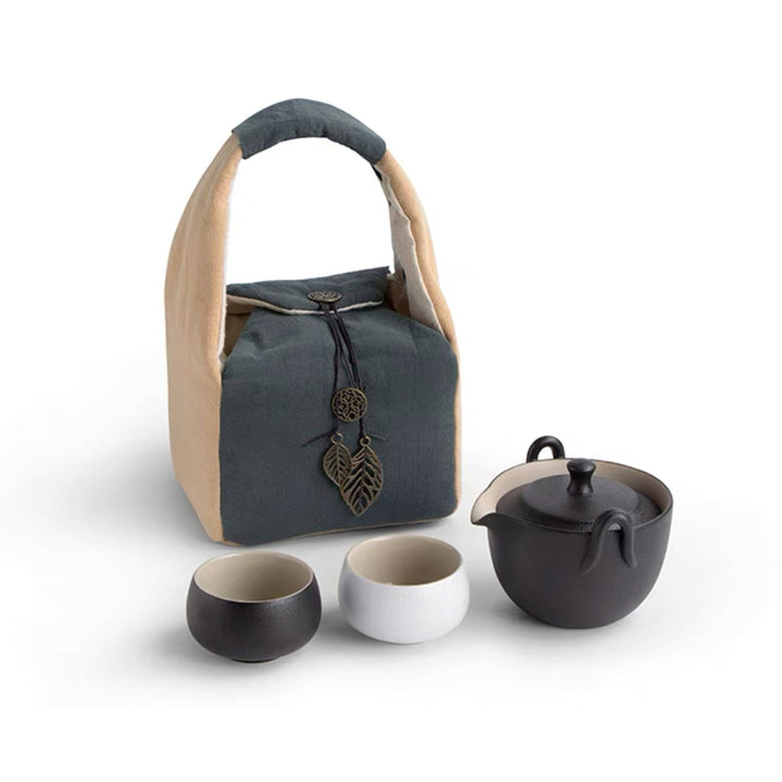 Hand-crafted travel tea set for two - vintage gongfu teapot