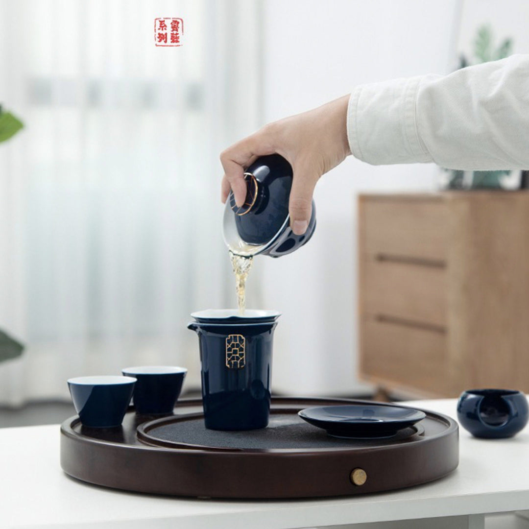Blue Gaiwan tea set | Wedding/Anniversary/Engagement Gift - Teaware Space