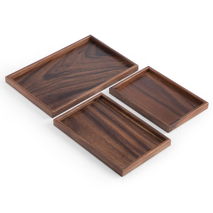 3 sizes - Vintage Walnut wooden tea tray - Teaware Space