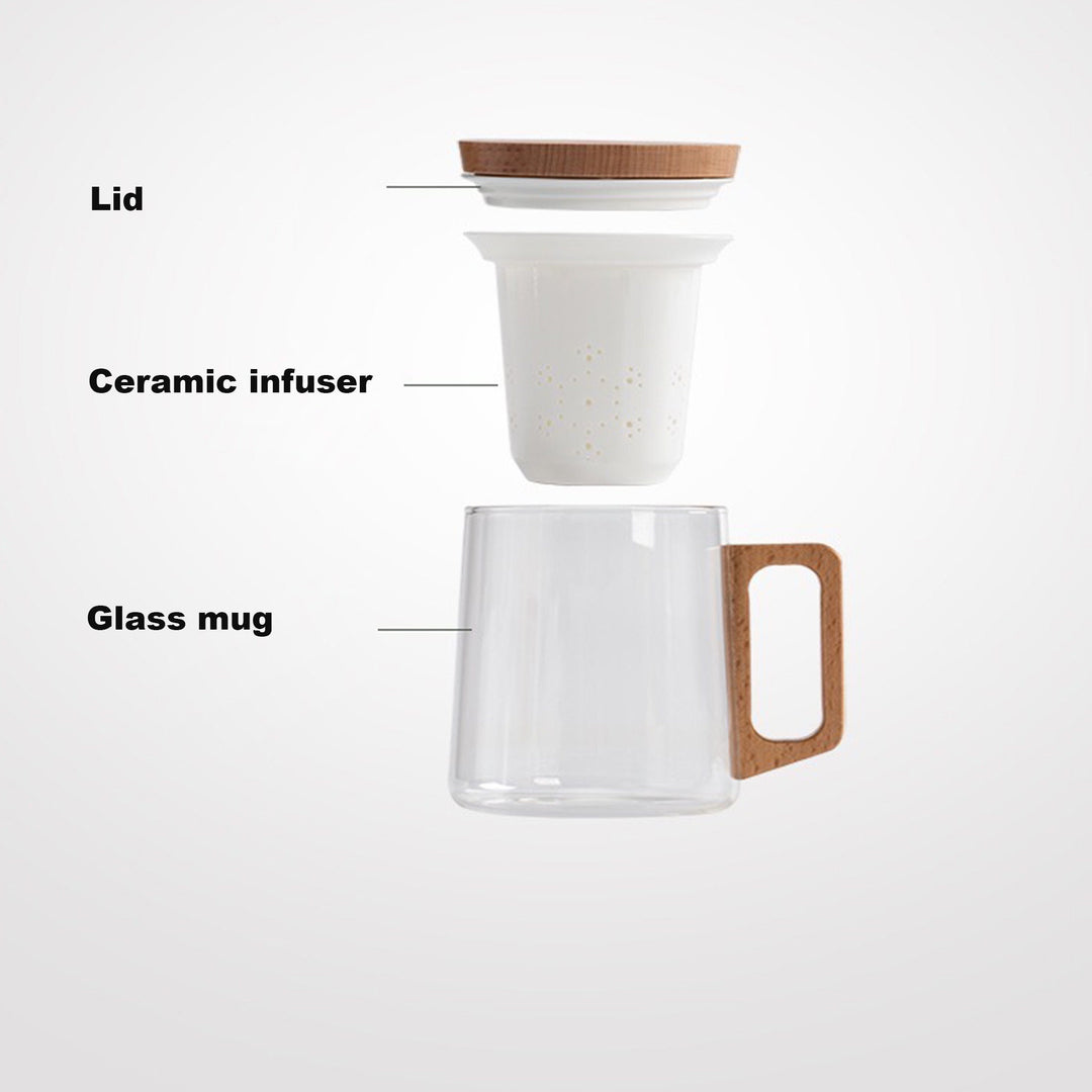 Glass Tea/coffee Mug with infuser | Hand-crafted cup - Teaware Space