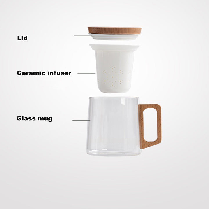 Glass Tea/coffee Mug with infuser | Hand-crafted cup - Teaware Space