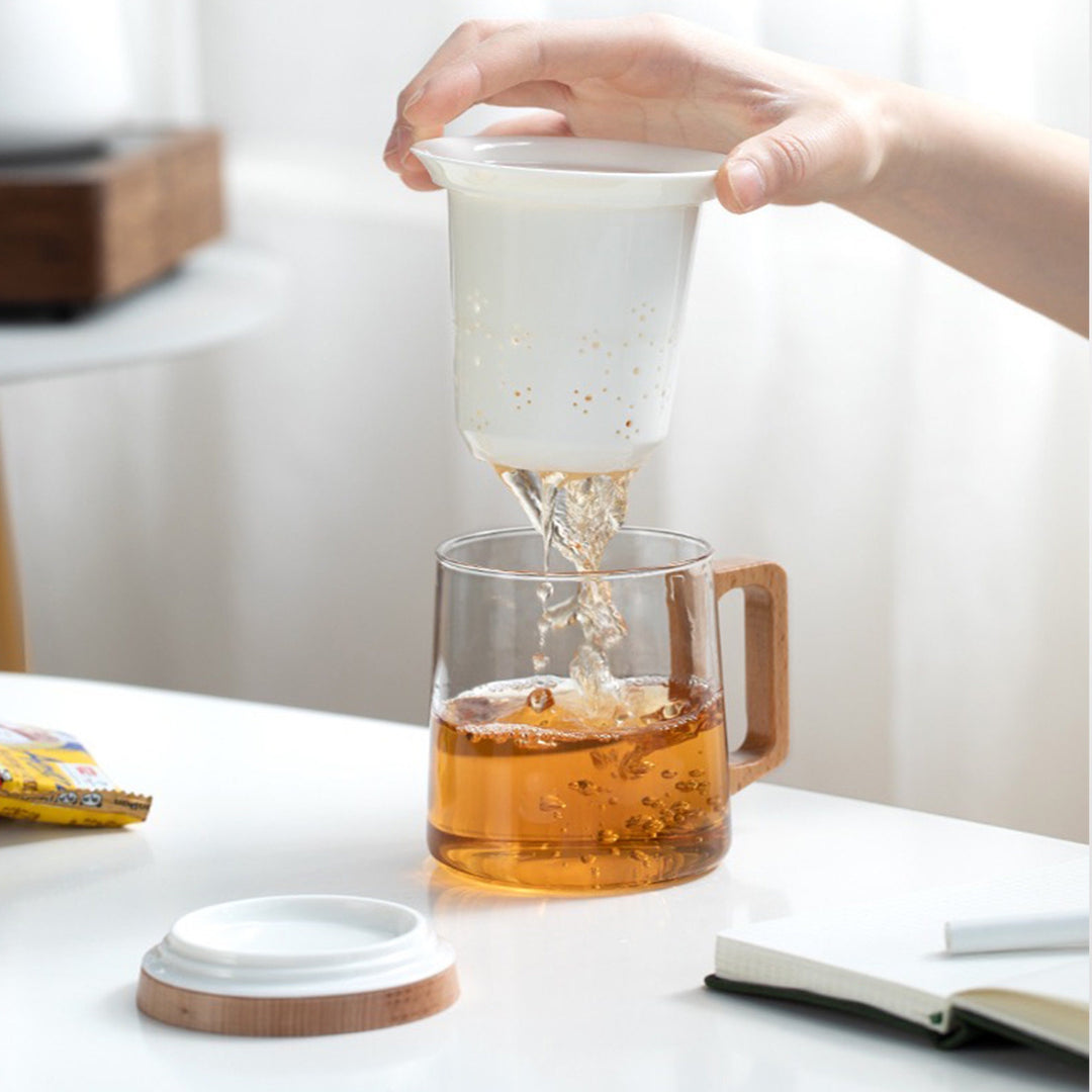 Glass Tea/coffee Mug with infuser | Hand-crafted cup - Teaware Space